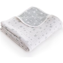 Caline Baby 4 Kat Jakarlı Müslin Battaniye 110X110CM - Yıldız Desen Mint