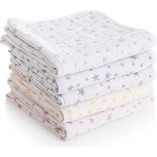 Caline Baby 4 Kat Jakarlı Müslin Battaniye 110X110CM - Yıldız Desen Mint