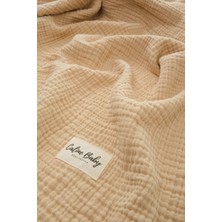 Caline Baby 4 Katlı Premium %100 Pamuk Müslin Battaniye| 115x115 cm | Bej