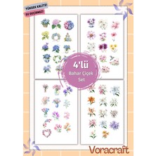 4'lü Bahar Çiçek Sticker Set Ajanda Bullet Journal Set A045
