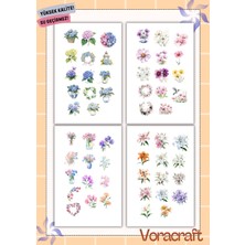4'lü Bahar Çiçek Sticker Set Ajanda Bullet Journal Set A045