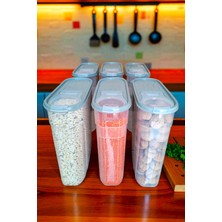 Kilitli Sızdırmaz Erzak Bakliyat Kiler Saklama Kabı 6 'lı Set Lüks Şık Kutu  Çeyiz Seti GRİ 4 Litre