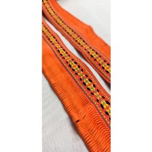 Altay Aksesuar Etnik Şeritli Turuncu Kenar Püskül Saçak