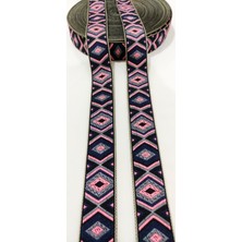 Altay Aksesuar Pembe Geometrik Etnik Dokuma Şerit