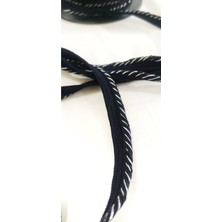 Altay Aksesuar Lacivert Gümüş Çizgili Kenar Biye Şerit