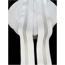 Altay Aksesuar Beyaz Gümüş Sim Çizgili Lastik Şerit