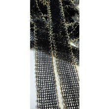 Altay Aksesuar Gold Desenli Siyah Örgülü Örme Şerit