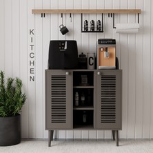 Kahve Kiler-Kahve Köşesi %100 Mdf Lake Ahşap Ayak Çok Amaçlı Dolap