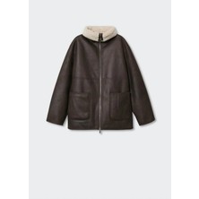 Mango Içi Kürk Görünümlü Palto Biker
