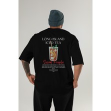 Long Island Iced Tea Kokteyl Baskılı Oversize T-Shirt Erkek Kadın %100 Pamuk Bisiklet Yaka Tişort