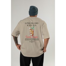 Long Island Iced Tea Kokteyl Baskılı Oversize T-Shirt Erkek Kadın %100 Pamuk Bisiklet Yaka Tişort