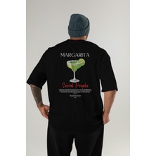Margarita Kokteyl Baskılı Oversize T-Shirt Erkek Kadın %100 Pamuk Bisiklet Yaka Tişort