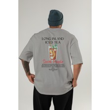 Long Island Iced Tea Kokteyl Baskılı Oversize T-Shirt Erkek Kadın %100 Pamuk Bisiklet Yaka Tişort