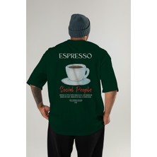 Espresso Kokteyl Baskılı Oversize T-Shirt Erkek Kadın %100 Pamuk Bisiklet Yaka Tişort