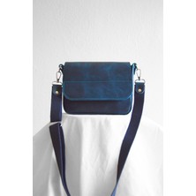 Oh Deer Leather Hakiki Deri Omuz Çantası | Mavi- Frisco Deri