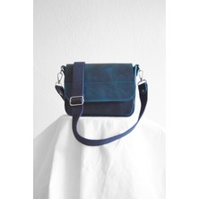 Oh Deer Leather Hakiki Deri Omuz Çantası | Mavi- Frisco Deri
