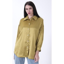 Fıstık Işıltı Nokta Desenli Bağlamalı Şık Gömlek 4595308.22