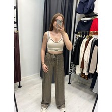 Leopar Desenli Jagarlı Pantalon