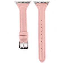 ​​​watch Ultra 49MM Kordon Uyumlu Krd-28 Deri Strap Kayış Cppl - Pembe