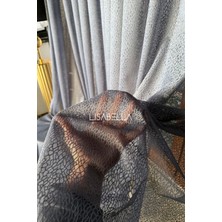 Antrasit Kristal Cam Kırığı Desen Yeni Trend Luxury Tül Perde (1x3 Sık Pile Dikişli)