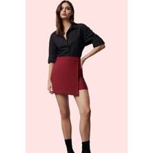 Kadın Kısa Boy Finike Dokuma Şort Etek Yüksek Bel Kemer Detayı Günlük Yaz Aylarının Vazgeçilmezi