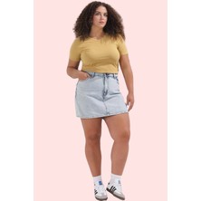 Kadın Denim Şort Etek Pamuk Geniş Paça Yüksek Bel Yaz Kombinleri Günlük Kullanım Hafta Sonu