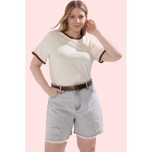 Kadın Büyük Beden Pamuk Denim Şort Yüksek Bel Günlük Stil Hafta Sonu Yaz Aylarının Vazgeçilmezi