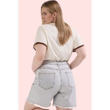 Kadın Büyük Beden Pamuk Denim Şort Yüksek Bel Günlük Stil Hafta Sonu Yaz Aylarının Vazgeçilmezi