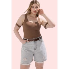 Kadın Büyük Beden Pamuk Denim Şort Yüksek Bel Günlük Stil Hafta Sonu Yaz Aylarının Vazgeçilmezi