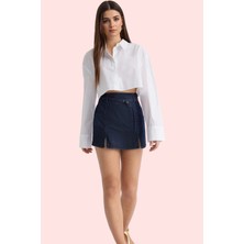 Kadın Denim Şort Etek Yüksek Bel Rigid Dokuma Günlük Şıklık Hafta Sonu Yaz Aylarının Vazgeçilmezi