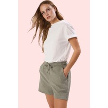 Kadın Beli Lastikli 2 Iplik Penye Örme Şort Günlük Kullanım Hafta Sonu Yaz Aylarının Vazgeçilmezi