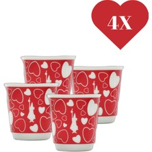 Kırmızı Kalpli Espresso Shot Seti 4'lü