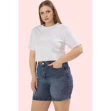 Kadın Regular Denim Şort Yüksek Bel Pamuk Günlük Casual Hafta Sonu Yaz Aylarının Vazgeçilmezi