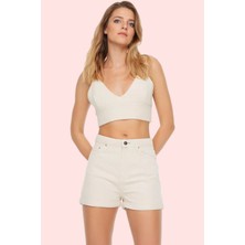 Kadın Pamuk Denim Şort Renk Yüksek Bel City Short Günlük Hafta Sonu Yaz Aylarının Vazgeçilmezi