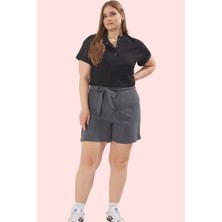 Kadın Bürümcük Dokulu Örme Şort Yüksek Bel Geniş Paça Günlük Casual Yaz Aylarının Vazgeçilmezi