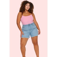 Kadın Denim Şort Yüksek Bel Esnek Kısa Boy Günlük Kullanım Hafta Sonu Yaz Aylarının Vazgeçilmezi