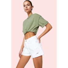 Kadın Denim Şort Pamuk Kısa Boy Dar Paça Yırtıklı Etek Günlük Kullanım Yaz Aylarının Vazgeçilmezi