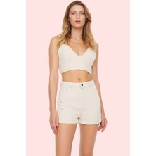 Kadın Denim Şort Yüksek Bel Pamuk City Short Rahat Günlük Hafta Sonu Yaz Aylarının Vazgeçilmezi