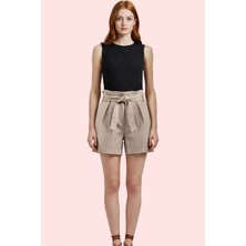 Kadın Yüksek Bel Geniş Paça Dokuma Şort Pamuk Rahat Kesim Günlük Kullanım Kaliteli Malzeme