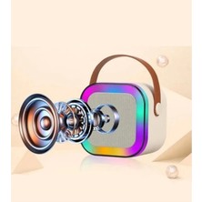 Karaoke Kablosuz Hoparlör Mikrofonlu Rgb Işıklı Bluetooth Speaker Tf Kart/usb Beyaz