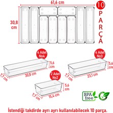 Color House 10'lu Set Modüler Kaşıklık Mutfak Çekmece Içi Organizer Şeffaf Clear Çatal Bıçak Kaşık Düzenleyici