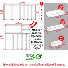 Color House 8'li Set Modüler Kepçelik Kaşıklık Mutfak Çekmece Içi Düzenleyici Dolap Içi Makyaj Şeffaf Organizer