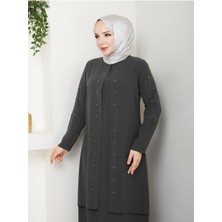 Yelpaze Taşlı Büyük Beden Anne Elbisesi