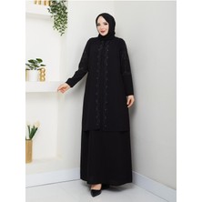 Yelpaze Taşlı Büyük Beden Anne Elbisesi