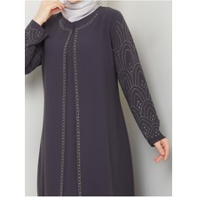 Kolları Taşlı Büyük Beden Anne Elbisesi