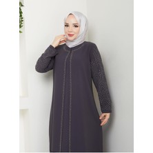 Kolları Taşlı Büyük Beden Anne Elbisesi