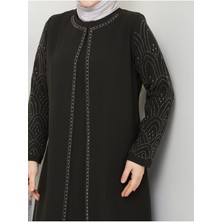 Kolları Taşlı Büyük Beden Anne Elbisesi