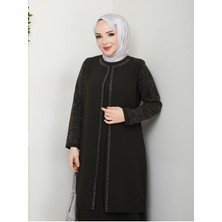 Kolları Taşlı Büyük Beden Anne Elbisesi
