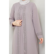 Serpme Taşlı Büyük Beden Anne Elbisesi