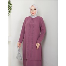 Yelpaze Taşlı Büyük Beden Anne Elbisesi